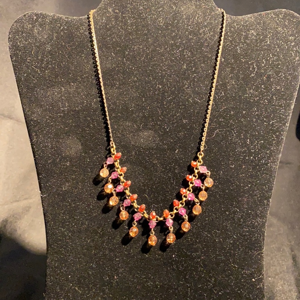 1928 Beaded pink, rose and lavender necklace